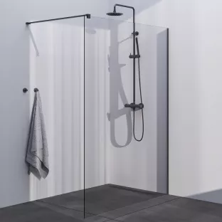 Brauer Gunmetal Season walk-in shower 140x200 cm with wall profile - brushed gunmetal