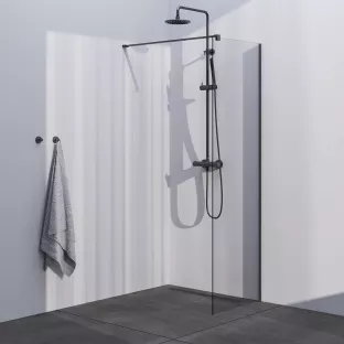 Brauer Gunmetal Season walk-in shower 60x200 cm with wall profile - brushed gunmetal