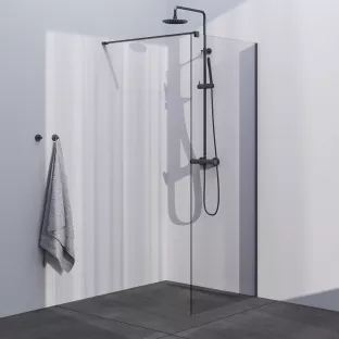 Brauer Gunmetal Season walk-in shower 90x200 cm with wall profile - brushed gunmetal