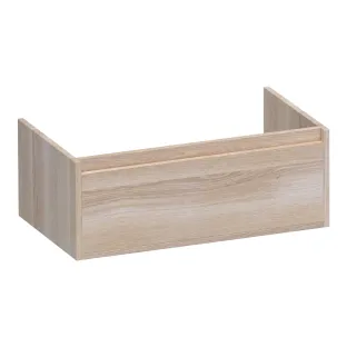 Brauer Hope washbasin cabinet - 80x46x30 cm - 1 drawer handleless - 1 siphon recess - continuous slats - Solid oak white