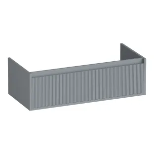 Brauer Hope Wavy washbasin cabinet - 100x46x30 cm - 1 drawer handleless - 1 siphon recess - MDF lacquered - Matt Grey