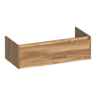 Brauer Hope Wavy washbasin cabinet - 100x46x30 cm - 1 drawer handleless - 1 siphon recess - MFC - Honey