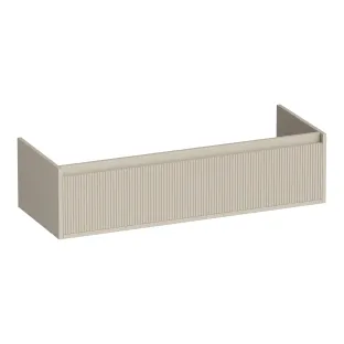 Brauer Hope Wavy washbasin cabinet - 120x46x30 cm - 1 drawer handleless - 1 siphon recess - MDF lacquered - Matt Beige