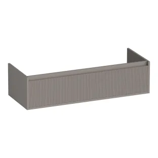 Brauer Hope Wavy washbasin cabinet - 120x46x30 cm - 1 drawer handleless - 1 siphon recess - MDF lacquered - Matt Taupe