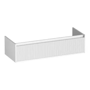 Brauer Hope Wavy washbasin cabinet - 120x46x30 cm - 1 drawer handleless - 1 siphon recess - MDF lacquered - Matt White