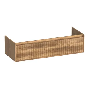 Brauer Hope Wavy wastafelonderkast - 120x46x30 cm - 2 laden greeploos - 2 sifonuitsparingen - MFC - Honey