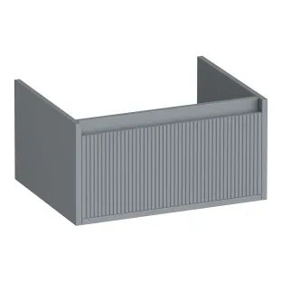 Brauer Hope Wavy washbasin cabinet - 60x46x30 cm - 1 drawer handleless - 1 siphon recess - MDF lacquered - Matt Grey