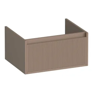 Brauer Hope Wavy washbasin cabinet - 60x46x30 cm - 1 drawer handleless - 1 siphon recess - MDF lacquered - Matt Mocha