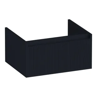 Brauer Hope Wavy washbasin cabinet - 60x46x30 cm - 1 drawer handleless - 1 siphon recess - MDF lacquered - Matt Black