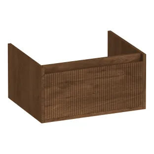 Brauer Hope Wavy washbasin cabinet - 60x46x30 cm - 1 drawer handleless - 1 siphon recess - MFC - Forest Cacao