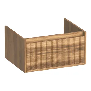 Brauer Hope Wavy wastafelonderkast - 60x46x30 cm - 1 lade greeploos - 1 sifonuitsparing - MFC - Honey