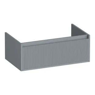Brauer Hope Wavy washbasin cabinet - 80x46x30 cm - 1 drawer handleless - 1 siphon recess - MDF lacquered - Matt Grey