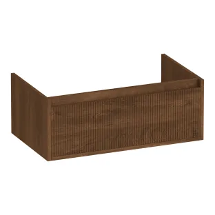 Brauer Hope Wavy wastafelonderkast - 80x46x30 cm - 1 lade greeploos - 1 sifonuitsparing - MFC - Forest Cacao