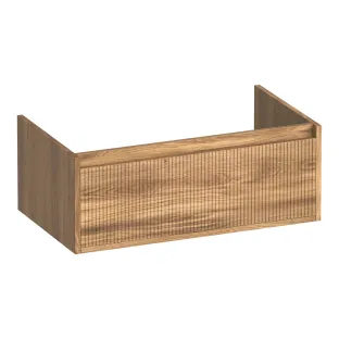 Brauer Hope Wavy wastafelonderkast - 80x46x30 cm - 1 lade greeploos - 1 sifonuitsparing - MFC - Honey