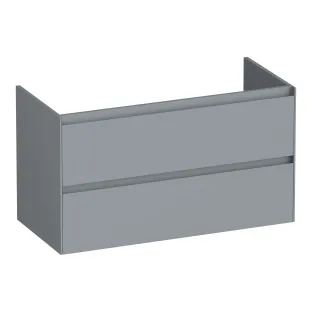 Brauer Inspire wastafelonderkast - 100x46x55 cm - 2 laden greeploos - 1 sifonuitsparing - MDF gelakt - Mat Grijs