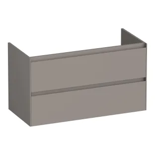 Brauer Inspire wastafelonderkast - 100x46x55 cm - 2 laden greeploos - 1 sifonuitsparing - MDF gelakt - Mat Taupe