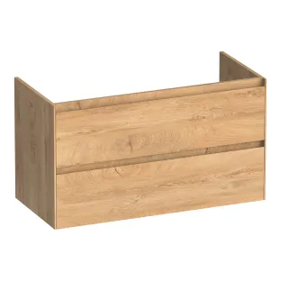 Brauer Inspire washbasin cabinet - 100x46x55 cm - 2 drawers handleless - 1 siphon cut-out - MFC - Forest Tan