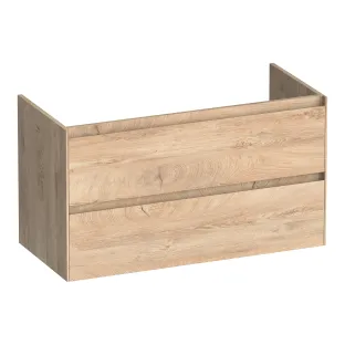 Brauer Inspire washbasin cabinet - 100x46x55 cm - 2 drawers handleless - 1 siphon cut-out - MFC - Forest Wheat