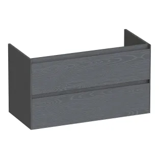 Brauer Inspire washbasin cabinet - 100x46x55 cm - 2 drawers handleless - 1 siphon recess - MFC - Timber Grey