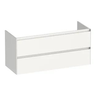 Brauer Inspire washbasin cabinet - 120x46x55 cm - 2 drawers without handles - 1 siphon recess - MDF lacquered - Gloss white