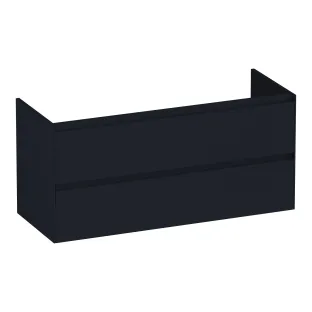 Brauer Inspire washbasin cabinet - 120x46x55 cm - 2 drawers without handles - 2 siphon cut-outs - MDF lacquered - Matt Black