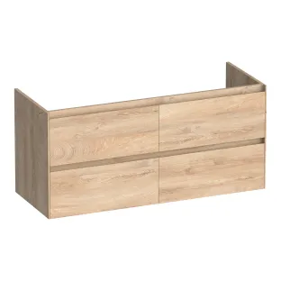 Brauer Inspire washbasin cabinet - 120x46x55 cm - 4 drawers handleless - 2 siphon cut-outs - MFC - Forest Wheat