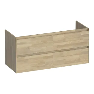 Brauer Inspire washbasin cabinet - 120x46x55 cm - 4 drawers without handles - 2 siphon cut-outs - Finger joint oak gray
