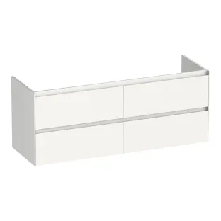 Brauer Inspire washbasin cabinet - 140x46x55 cm - 4 drawers without handles - 2 siphon cut-outs - MDF lacquered - Gloss white