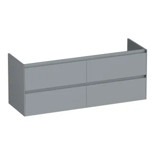 Brauer Inspire washbasin cabinet - 140x46x55 cm - 4 drawers without handles - 2 siphon cut-outs - MDF lacquered - Matt Grey
