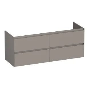 Brauer Inspire washbasin cabinet - 140x46x55 cm - 4 drawers without handles - 2 siphon cut-outs - MDF lacquered - Matt Taupe