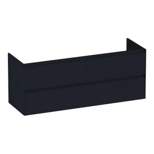 Brauer Inspire wastafelonderkast - 140x46x55 cm - 4 laden greeploos - 2 sifonuitsparingen - MDF gelakt - Mat Zwart