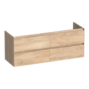 Brauer Inspire washbasin cabinet - 140x46x55 cm - 4 drawers handleless - 2 siphon cut-outs - MFC - Forest Wheat
