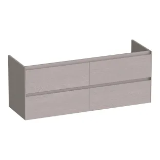 Brauer Inspire washbasin cabinet - 140x46x55 cm - 4 drawers handleless - 2 siphon cut-outs - MFC - Timber Greige