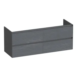 Brauer Inspire washbasin cabinet - 140x46x55 cm - 4 drawers without handles - 2 siphon cut-outs - MFC - Timber Grey