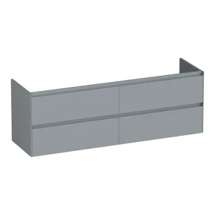 Brauer Inspire washbasin cabinet - 160x46x55 cm - 4 drawers without handles - 2 siphon cut-outs - MDF lacquered - Matt Grey