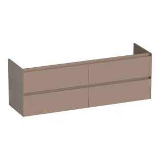 Brauer Inspire washbasin cabinet - 160x46x55 cm - 4 drawers without handles - 2 siphon cut-outs - MDF lacquered - Matt Mocha