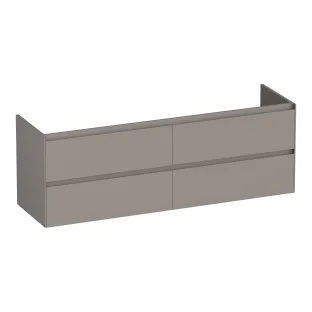 Brauer Inspire washbasin cabinet - 160x46x55 cm - 4 drawers without handles - 2 siphon cut-outs - MDF lacquered - Matt Taupe