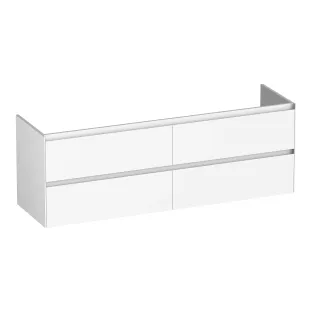 Brauer Inspire washbasin cabinet - 160x46x55 cm - 4 drawers without handles - 2 siphon cut-outs - MDF lacquered - Matt White