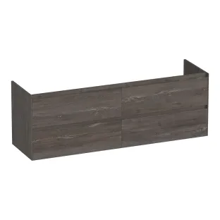 Brauer Inspire wastafelonderkast - 160x46x55 cm - 4 laden greeploos - 2 sifonuitsparingen - MFC - Driftwood