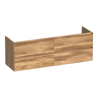 Brauer Inspire wastafelonderkast - 160x46x55 cm - 4 laden greeploos - 2 sifonuitsparingen - MFC - Honey