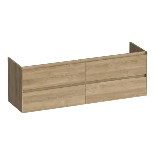 Brauer Inspire wastafelonderkast - 160x46x55 cm - 4 laden greeploos - 2 sifonuitsparingen - MFC - Sunlit