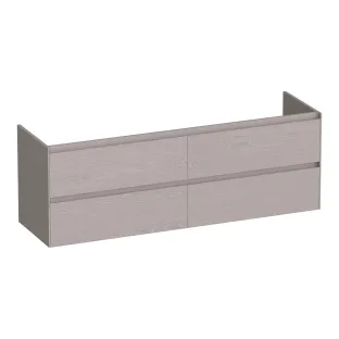 Brauer Inspire washbasin cabinet - 160x46x55 cm - 4 drawers handleless - 2 siphon cut-outs - MFC - Timber Greige