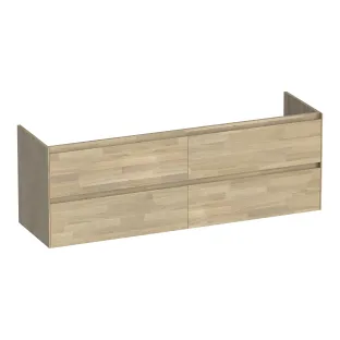 Brauer Inspire washbasin cabinet - 160x46x55 cm - 4 drawers without handles - 2 siphon cut-outs - Finger joint oak gray