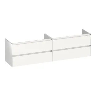 Brauer Inspire washbasin cabinet - 200x46x55 cm - 4 drawers without handles - 2 siphon cut-outs - MDF lacquered - Gloss white