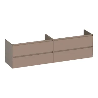Brauer Inspire washbasin cabinet - 200x46x55 cm - 4 drawers without handles - 2 siphon cut-outs - MDF lacquered - Matt Mocha