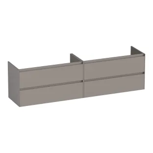 Brauer Inspire washbasin cabinet - 200x46x55 cm - 4 drawers without handles - 2 siphon cut-outs - MDF lacquered - Matt Taupe