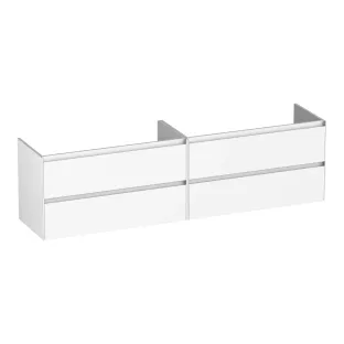 Brauer Inspire washbasin cabinet - 200x46x55 cm - 4 drawers without handles - 2 siphon cut-outs - MDF lacquered - Matt White