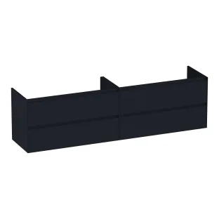Brauer Inspire washbasin cabinet - 200x46x55 cm - 4 drawers without handles - 2 siphon cut-outs - MDF lacquered - Matt Black