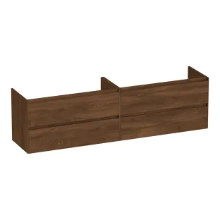 Brauer Inspire washbasin cabinet - 200x46x55 cm - 4 drawers handleless - 2 siphon cut-outs - MFC - Forest Cacao