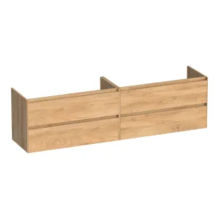Brauer Inspire washbasin cabinet - 200x46x55 cm - 4 drawers handleless - 2 siphon cut-outs - MFC - Forest Tan